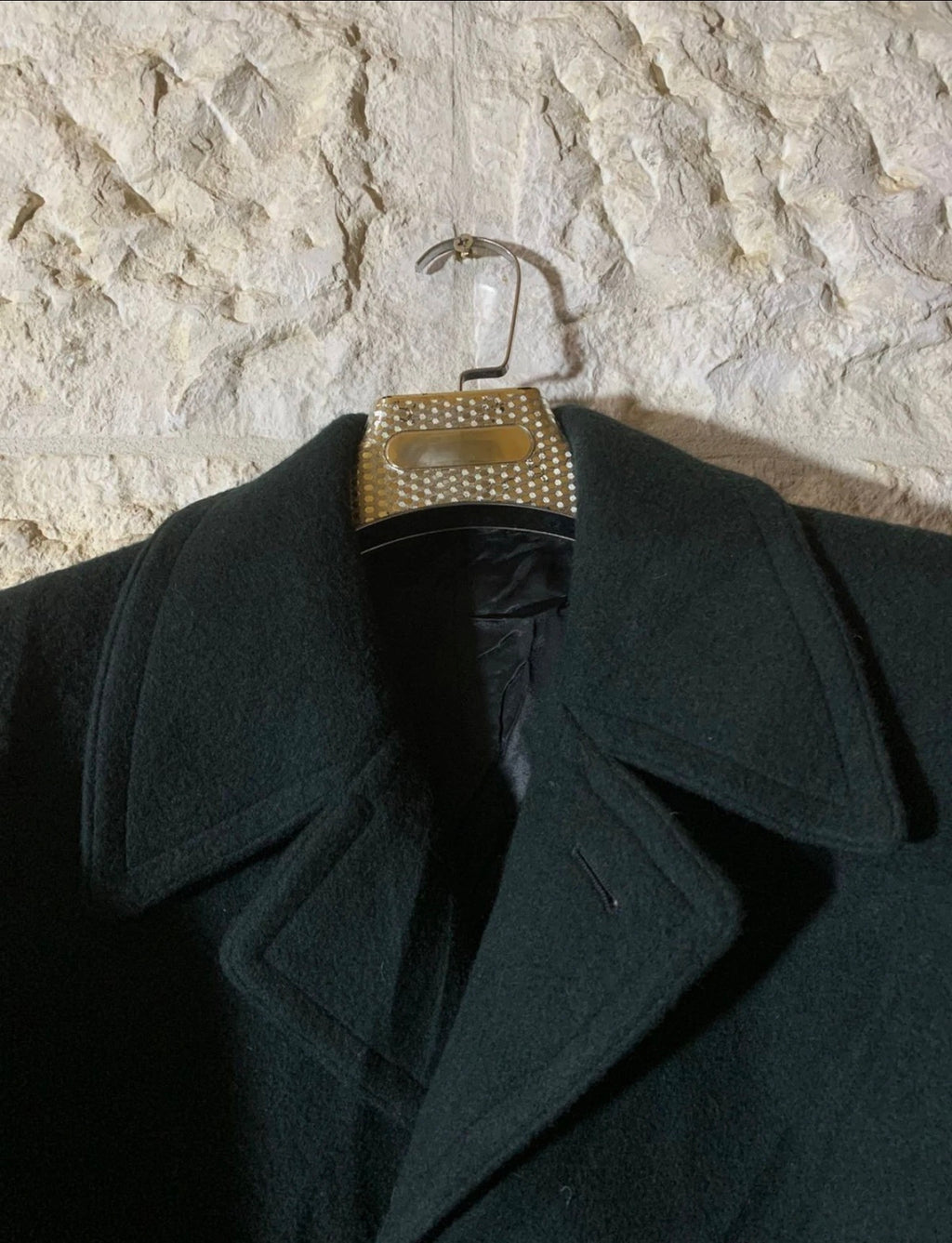 1970s vintage pure woollen wool classic dark green top over coat 46R XL