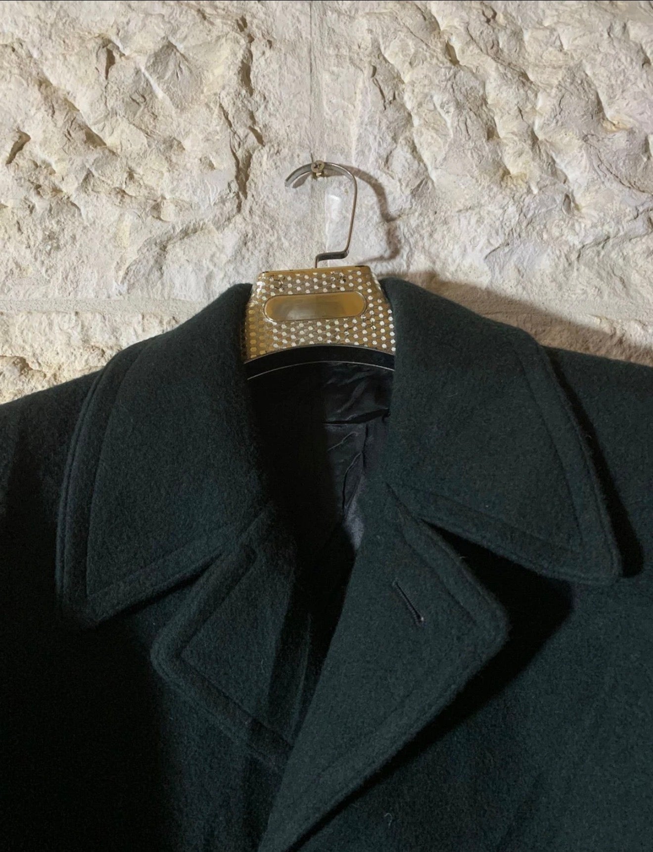 1970s vintage pure woollen wool classic dark green top over coat 46R XL
