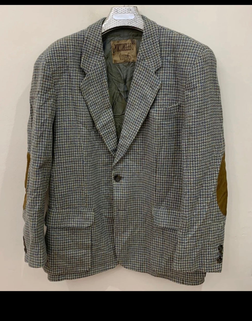 Vintage pure wool handwoven Tweed herringbone classic hunting jacket blazer 44R