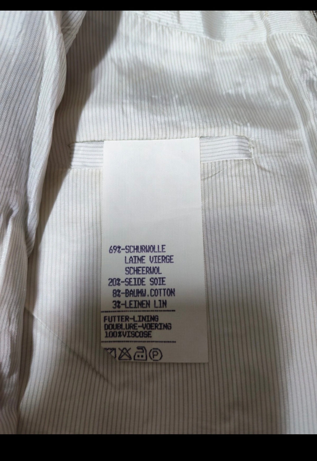 Vintage wool silk cotton linen Windowpane beige brown classic suit 44R