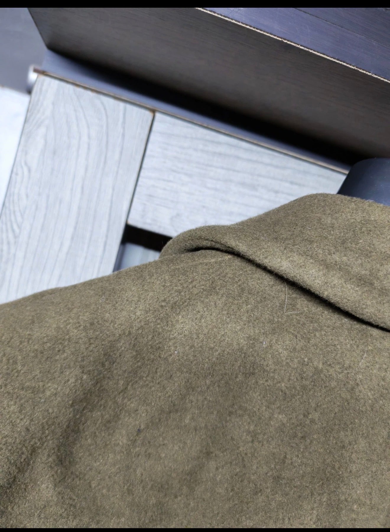 1970s Vintage Pure woollen Wool double breasted belted green over coat 48R XL