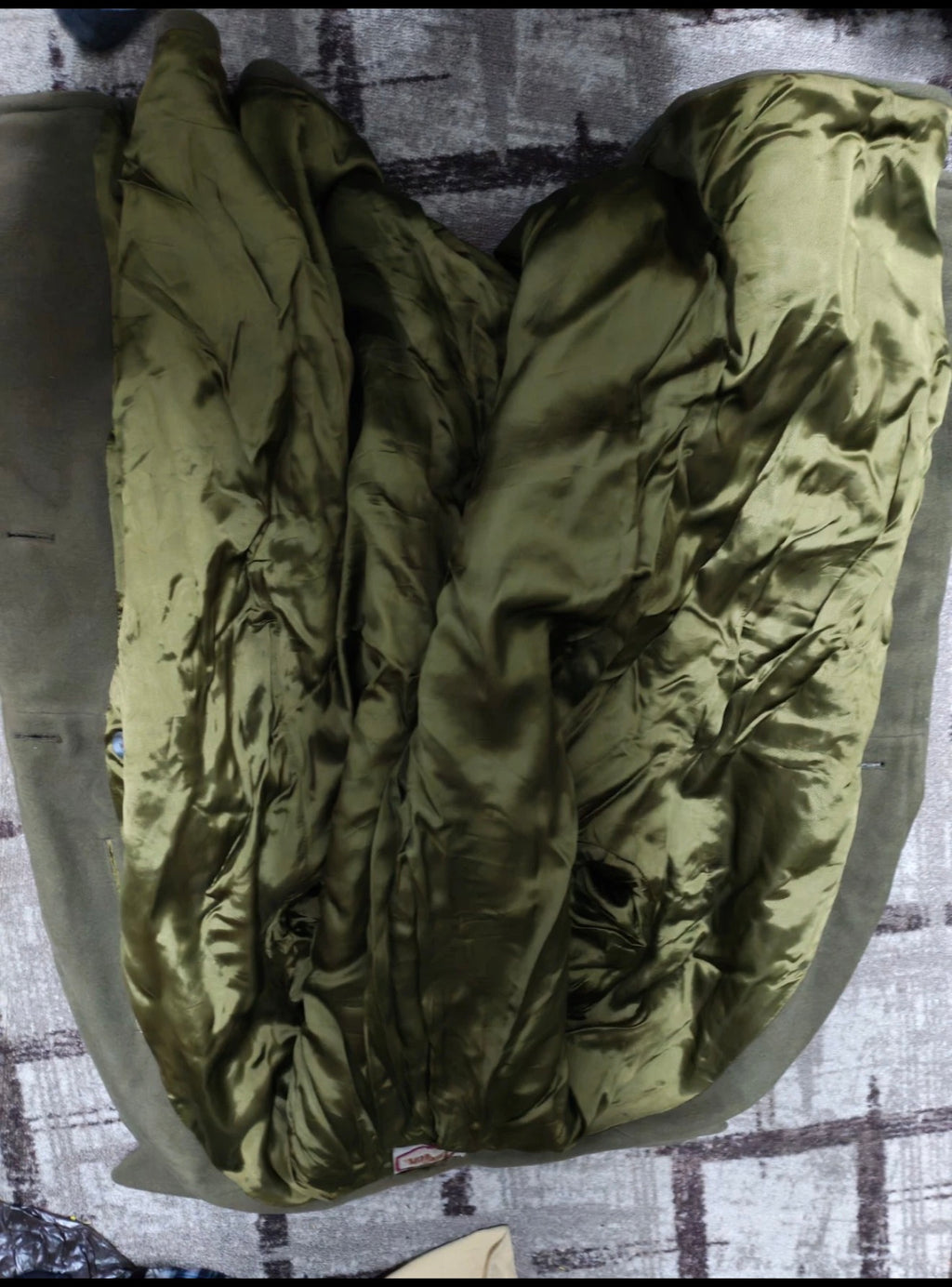 1970s Vintage Pure woollen Wool double breasted belted green over coat 48R XL