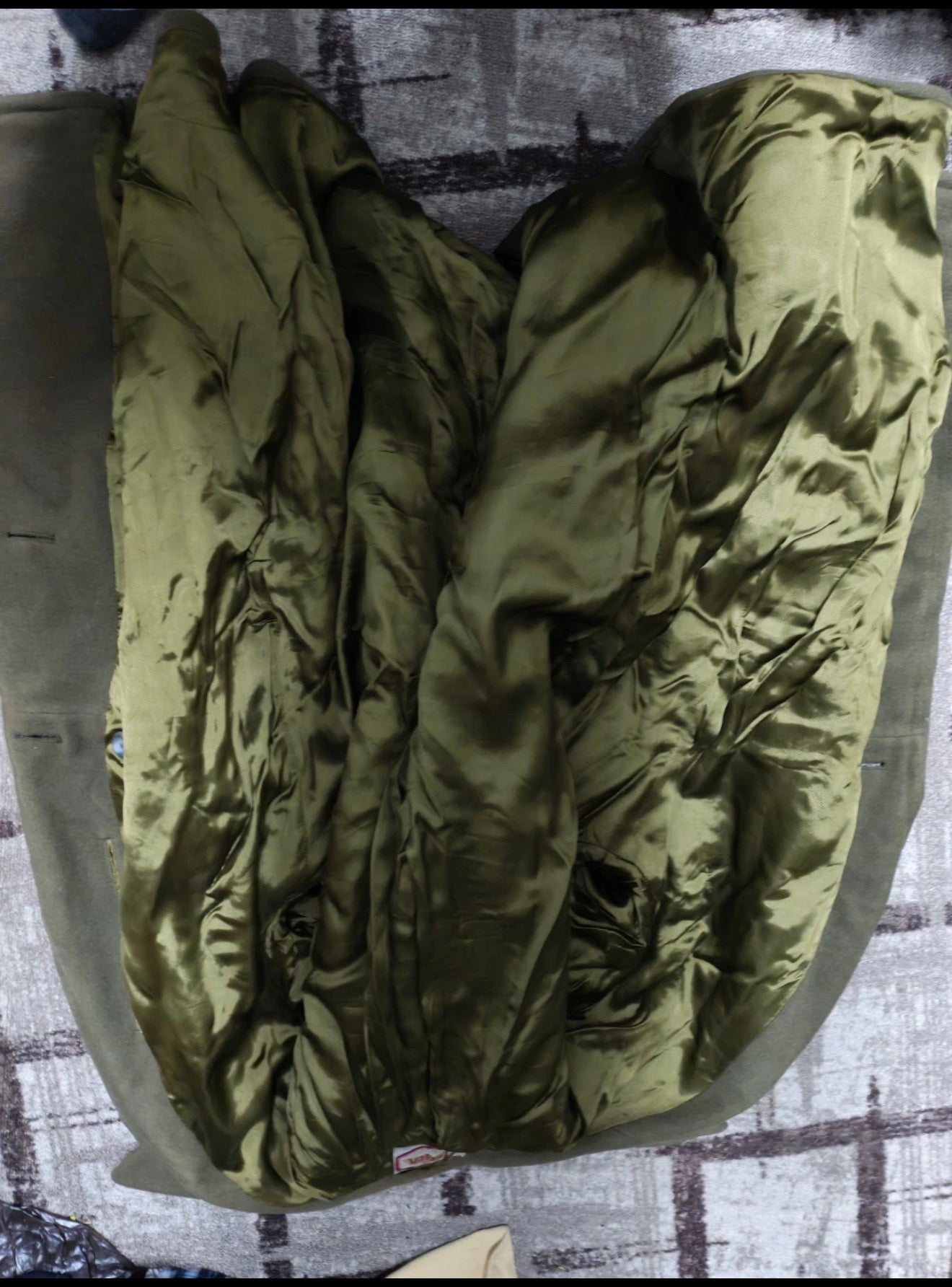 1970s Vintage Pure woollen Wool double breasted belted green over coat 48R XL