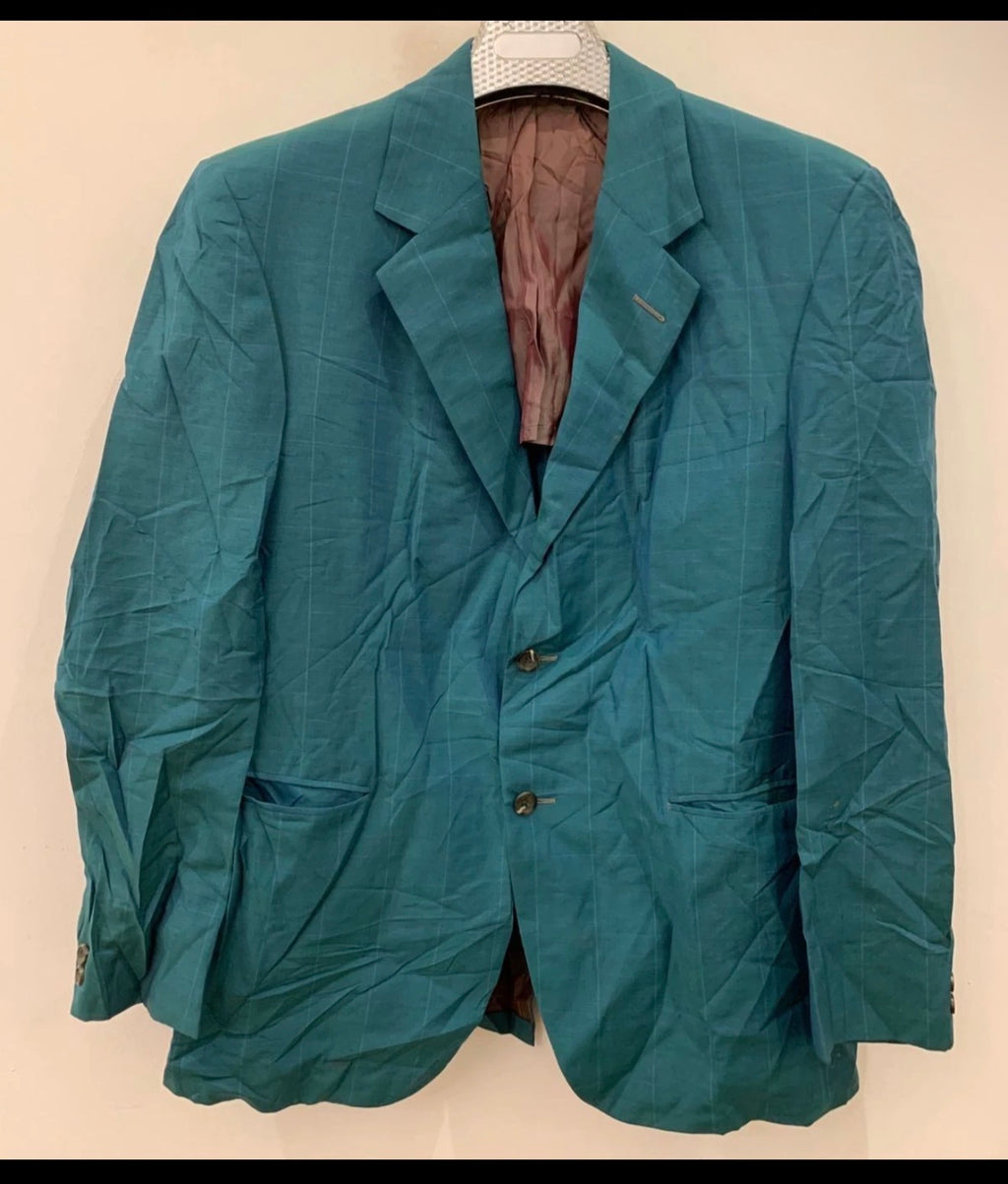 1970s Vintage Shiffer Hillman pure wool Windowpane green jacket blazer 42R 42L