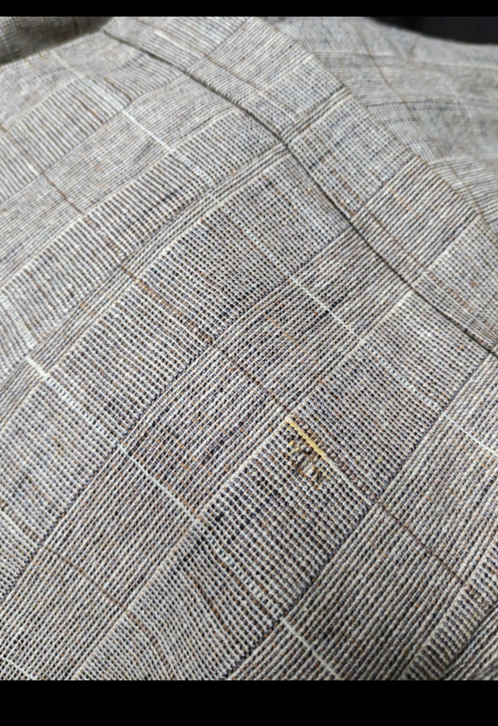 Vintage wool silk cotton linen Windowpane beige brown classic suit 44R