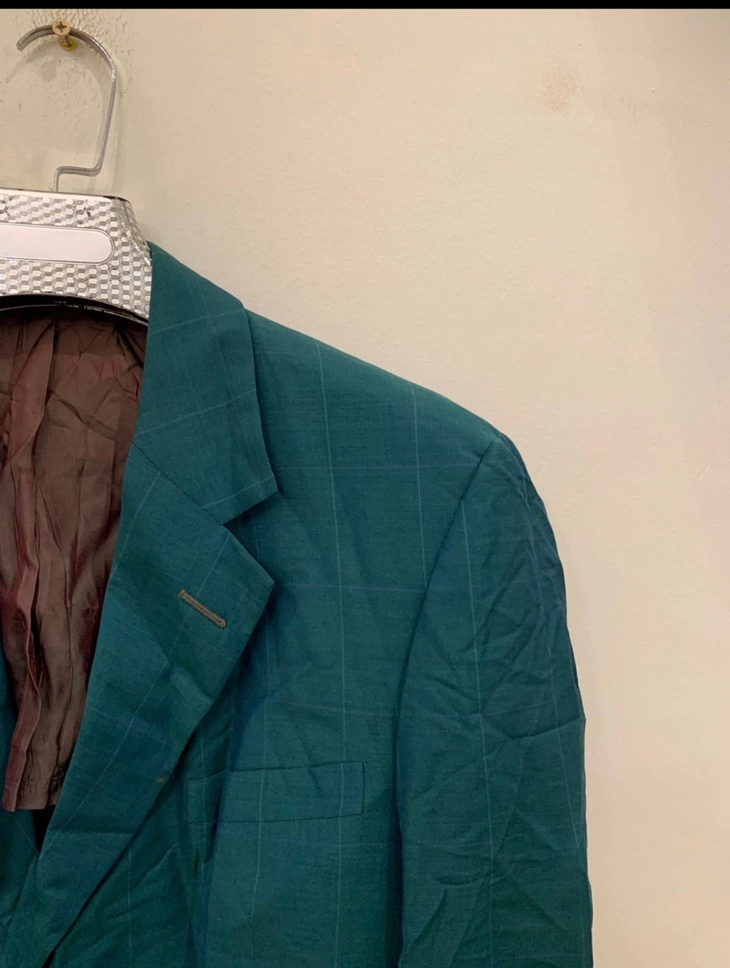 1970s Vintage Shiffer Hillman pure wool Windowpane green jacket blazer 42R 42L