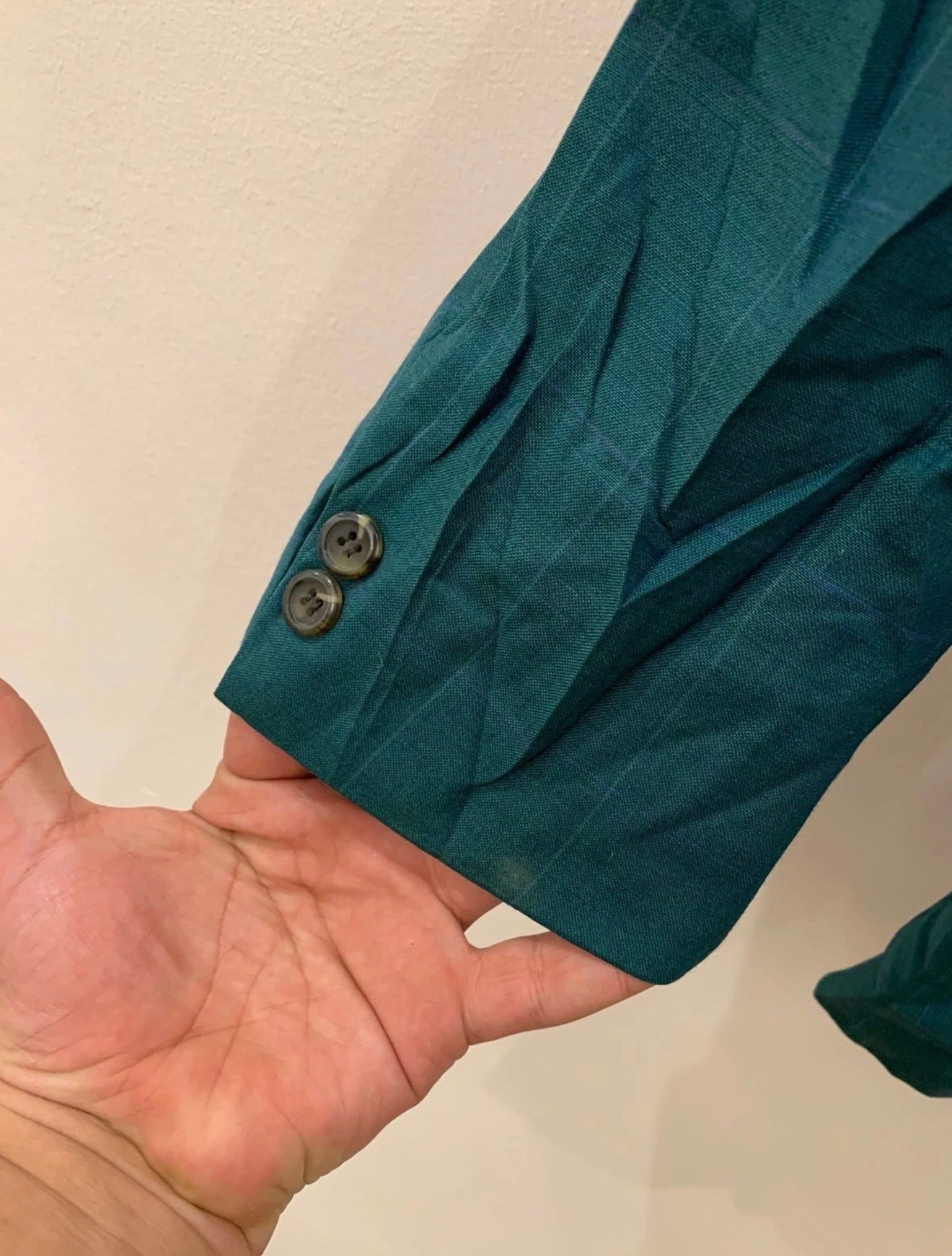 1970s Vintage Shiffer Hillman pure wool Windowpane green jacket blazer 42R 42L