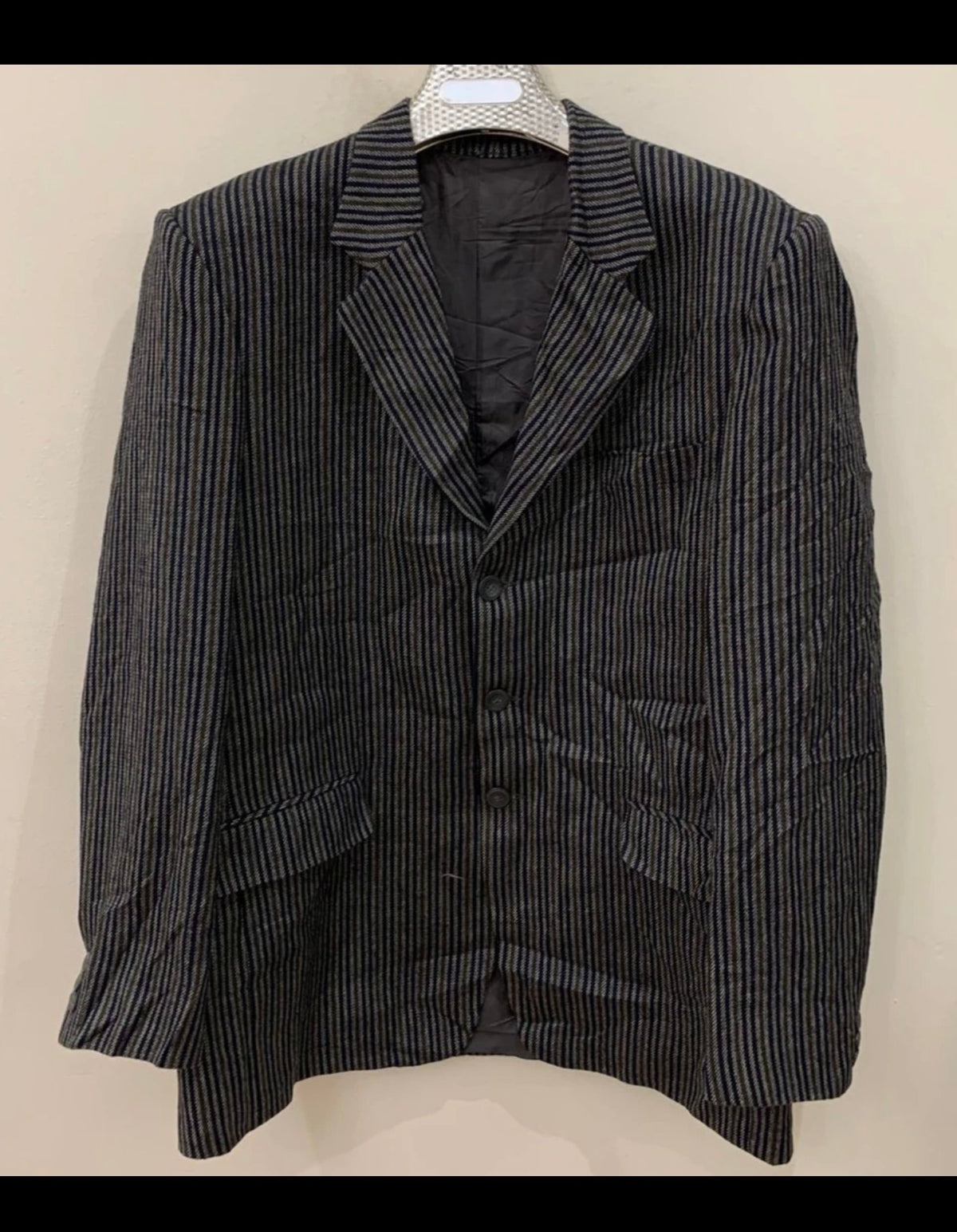Vintage pure wool navy gray brown boating rowing jacket blazer 44R 44L