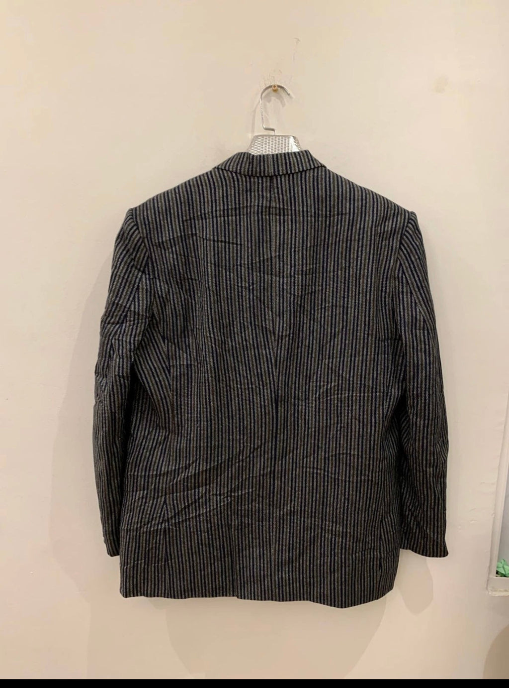 Vintage pure wool navy gray brown boating rowing jacket blazer 44R 44L