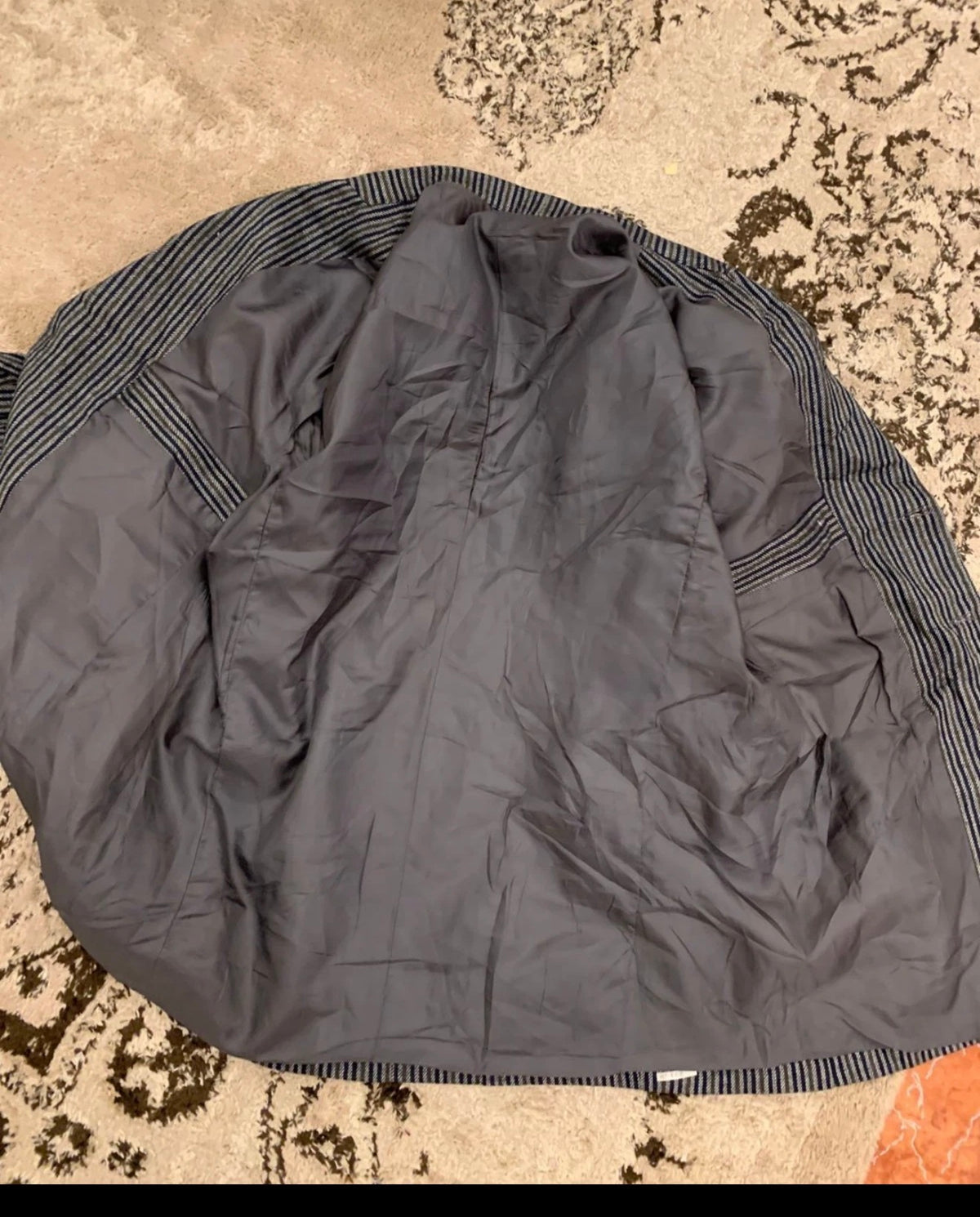Vintage pure wool navy gray brown boating rowing jacket blazer 44R 44L