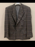 1970s vintage pure wool classic double breasted plaid jacket blazer 38R 38S