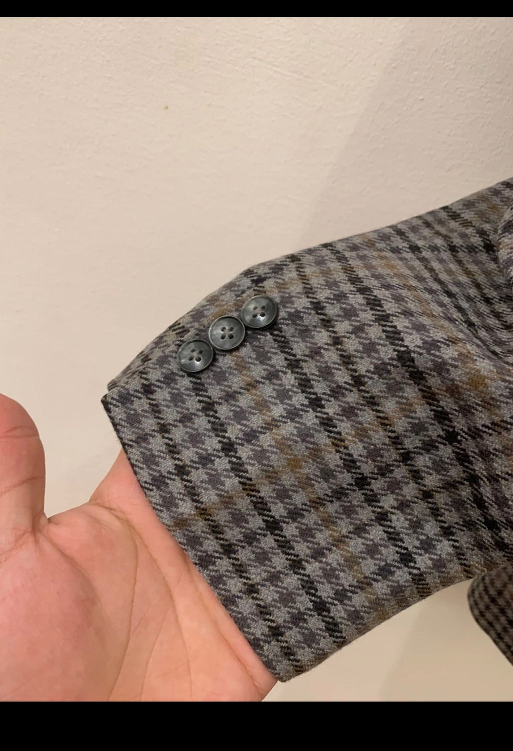 1970s vintage pure wool classic double breasted plaid jacket blazer 38R 38S