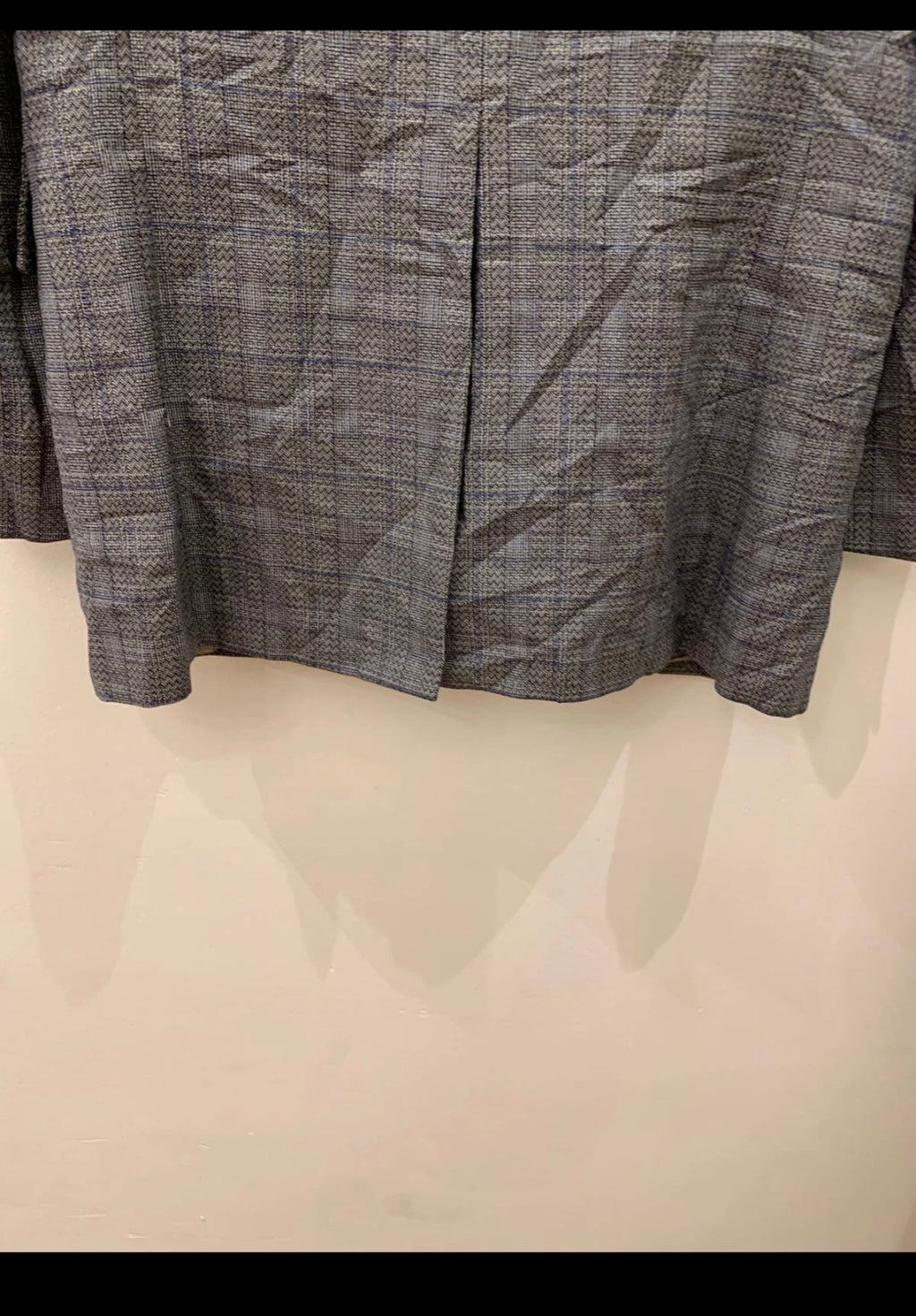 1970s Vintage pure wool camouflage plaid Disco gray blue jacket blazer 38R 38S