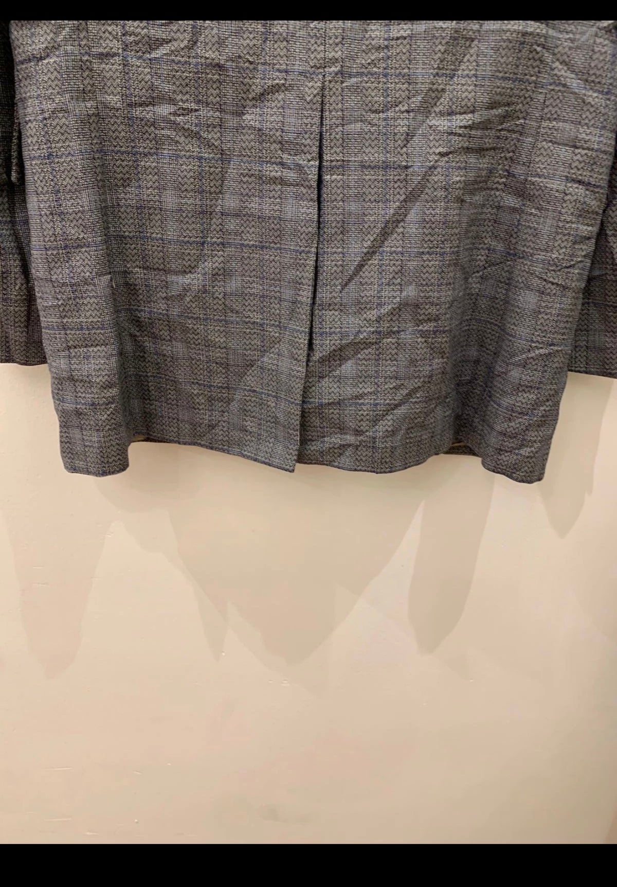 1970s Vintage pure wool camouflage plaid Disco gray blue jacket blazer 38R 38S
