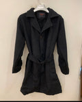 Classic style wool blend belted black top over coat 44R