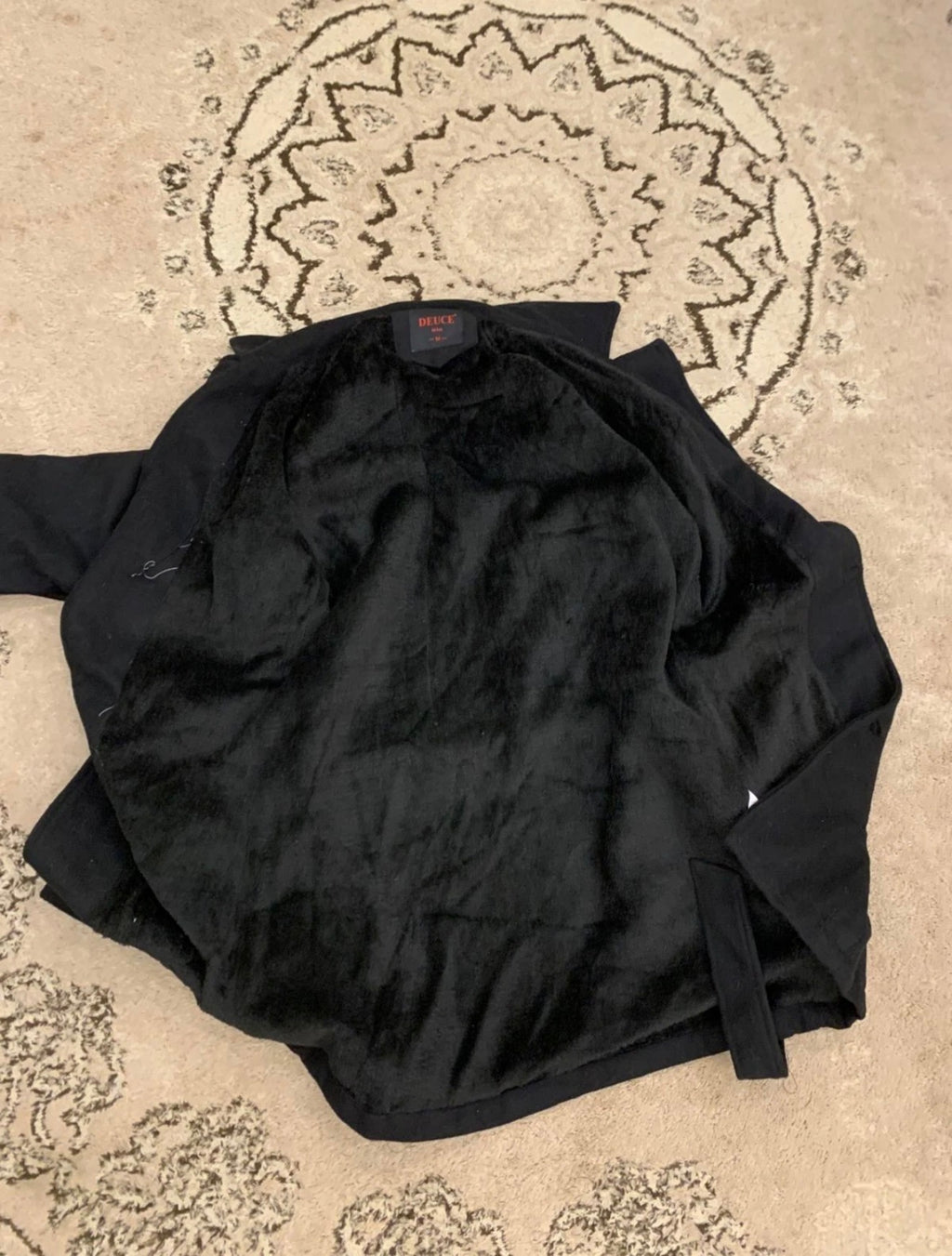 Classic style wool blend belted black top over coat 44R