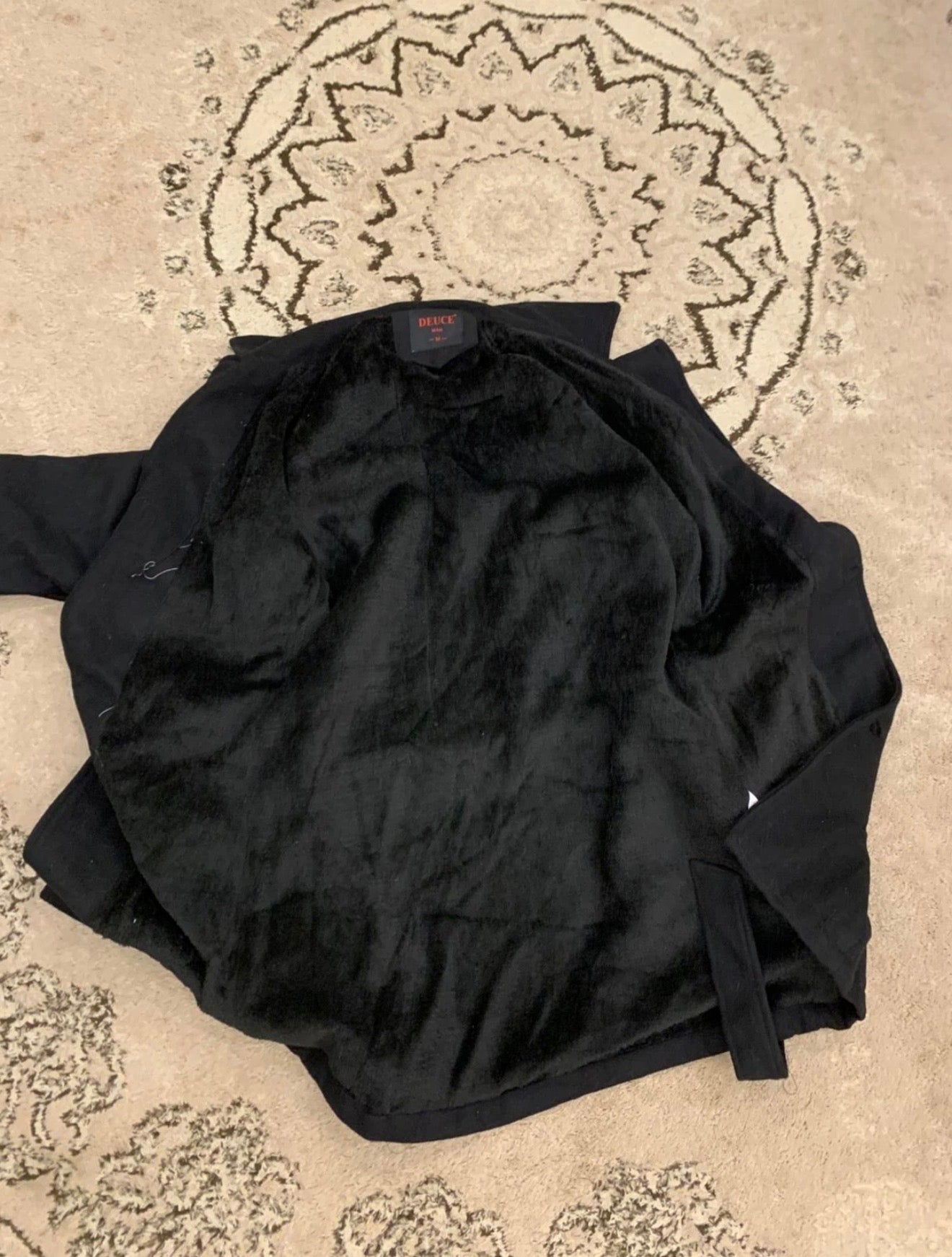 Classic style wool blend belted black top over coat 44R