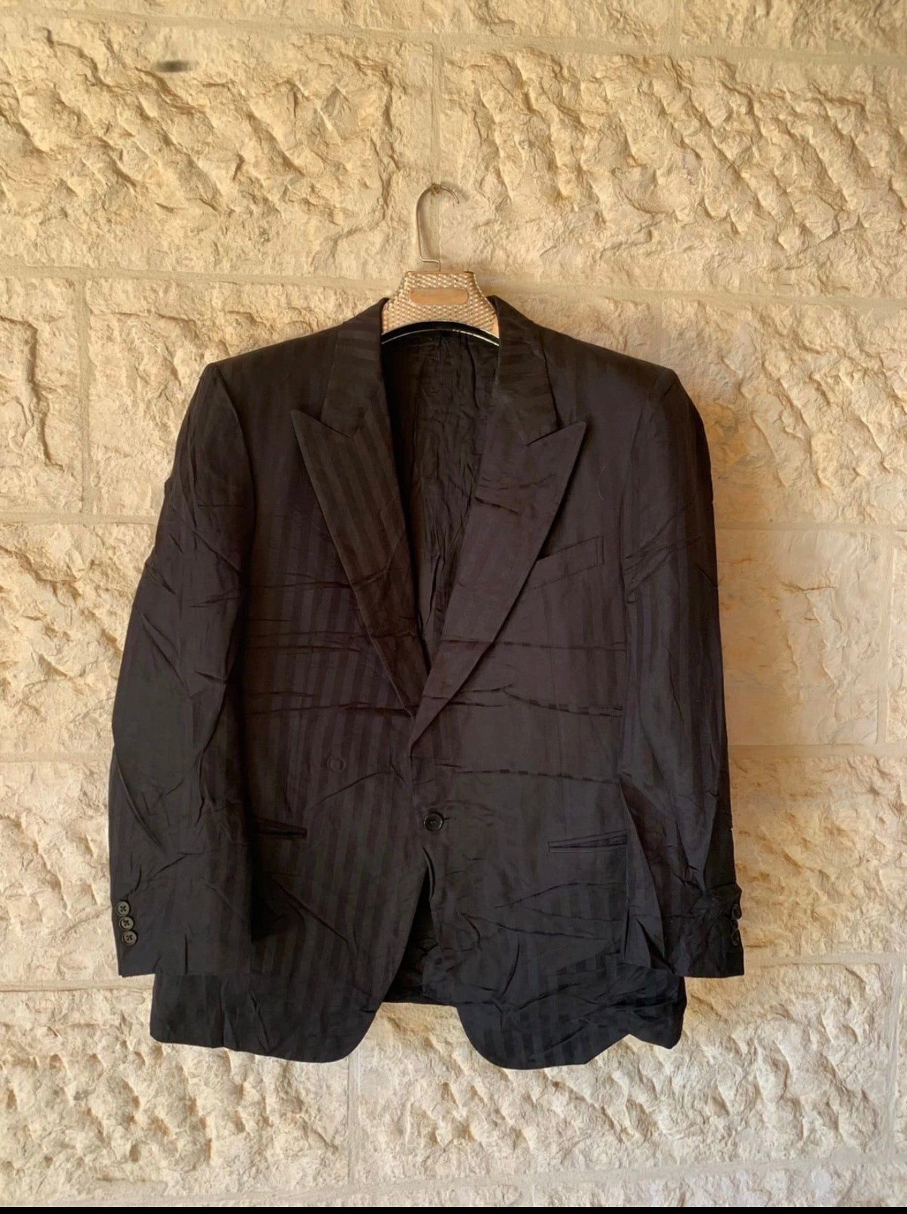 Vintage Ermenegildo Zegna 100% pure silk charcoal black jacket blazer 42R