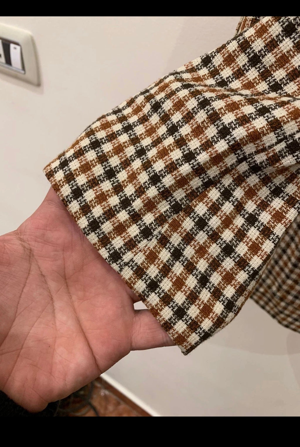 1970s Vintage pure wool handwoven tweed plaid hunting jacket blazer 38R 38S