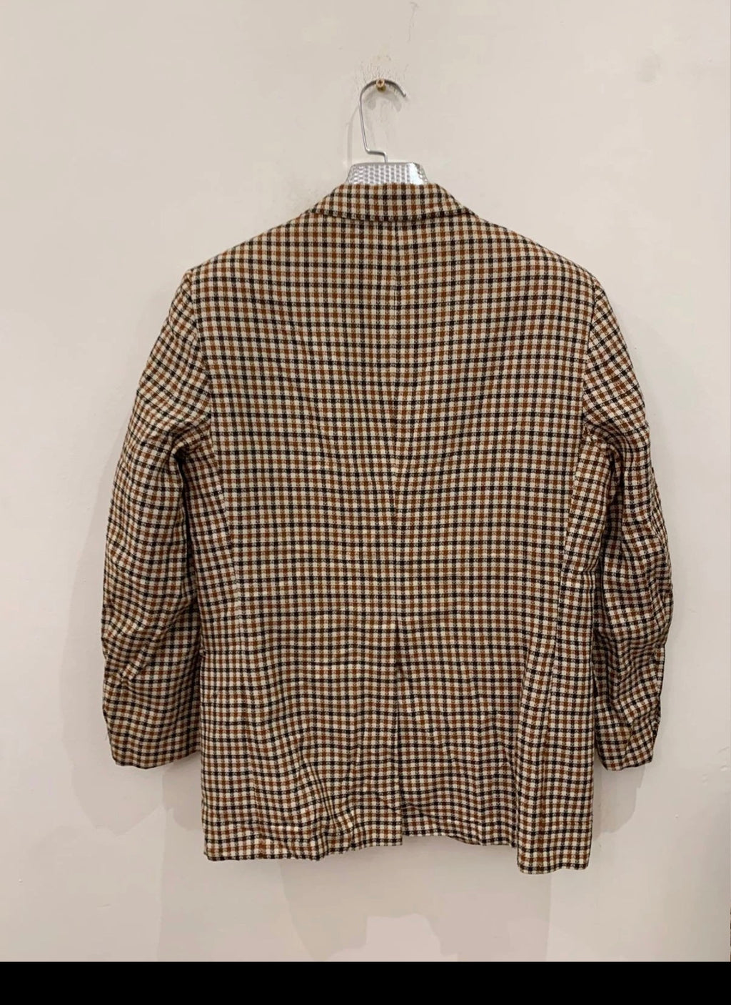 1970s Vintage pure wool handwoven tweed plaid hunting jacket blazer 38R 38S