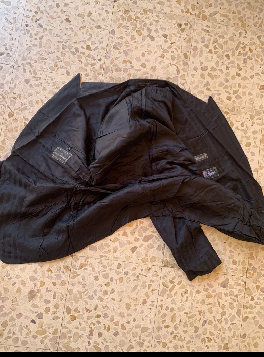 Vintage Ermenegildo Zegna 100% pure silk charcoal black jacket blazer 42R