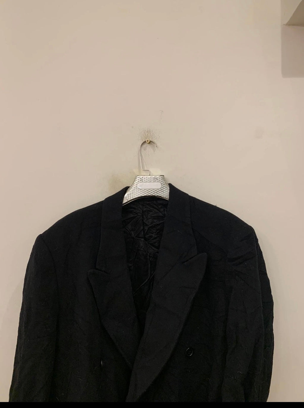 Vintage woollen wool double breasted gangster black classic over coat 48L XL