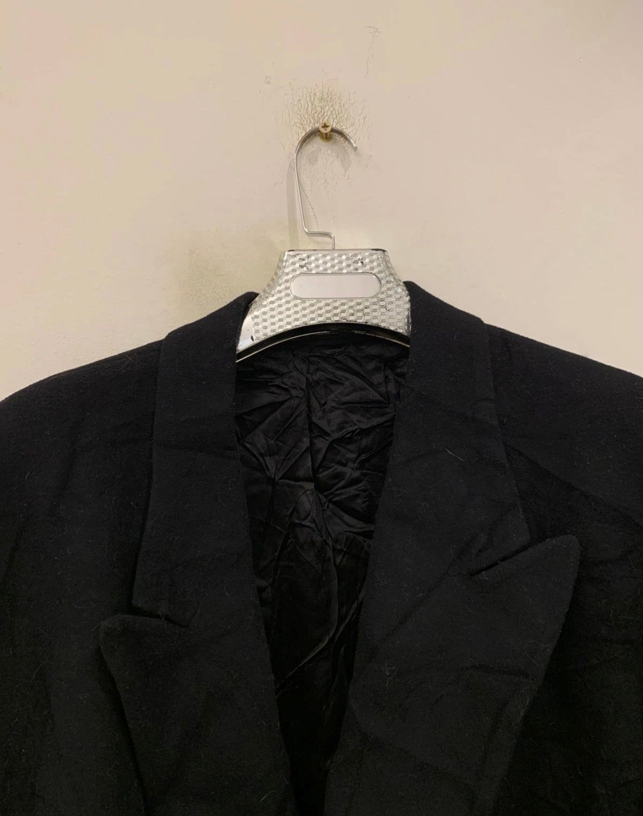 Vintage woollen wool double breasted gangster black classic over coat 48L XL