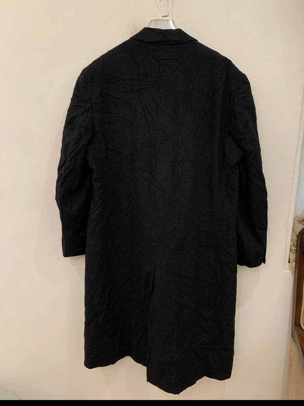 Vintage woollen wool double breasted gangster black classic over coat 48L XL
