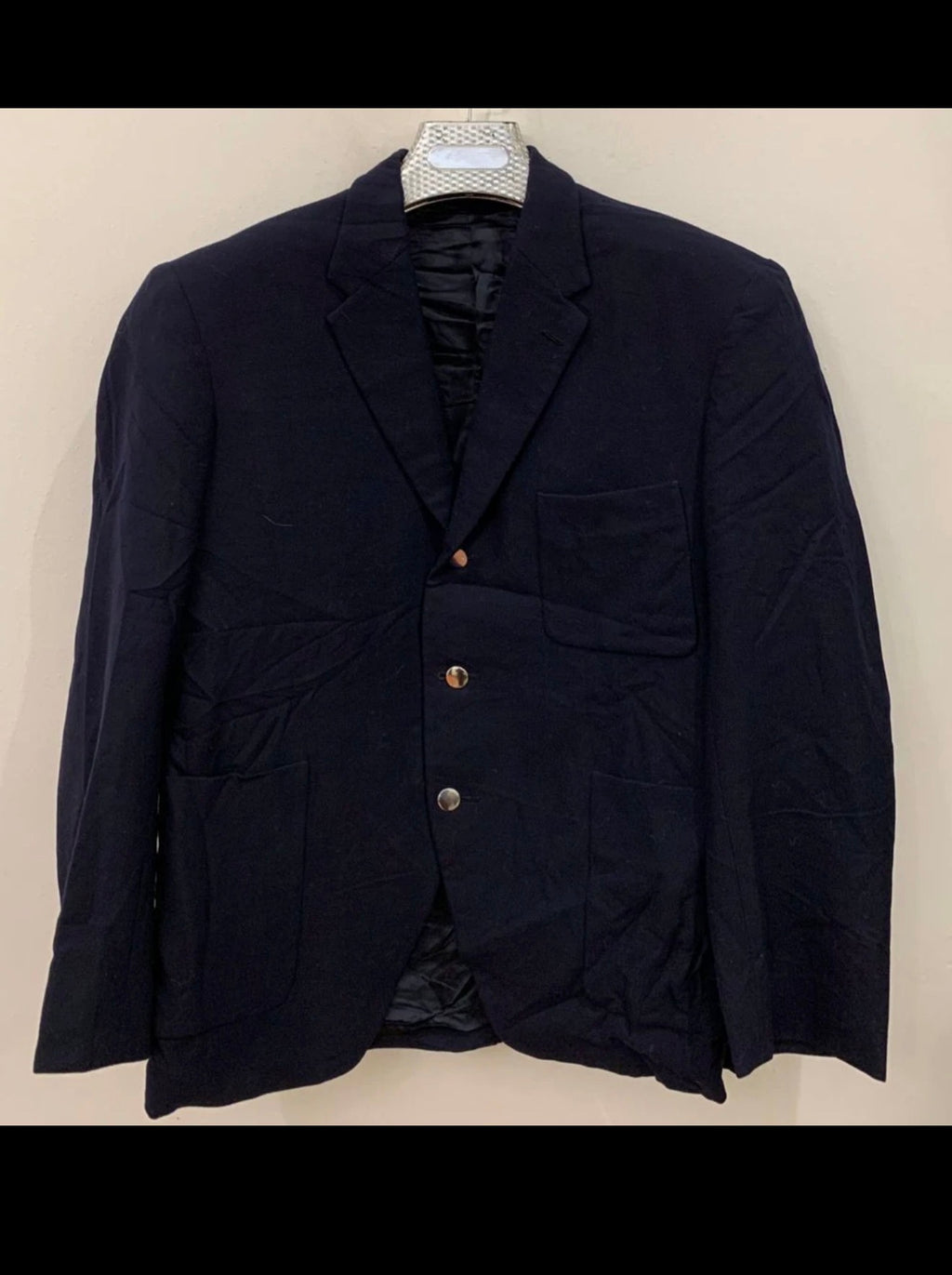1960s vintage pure wool Silver buttons classic navy jacket blazer 40R
