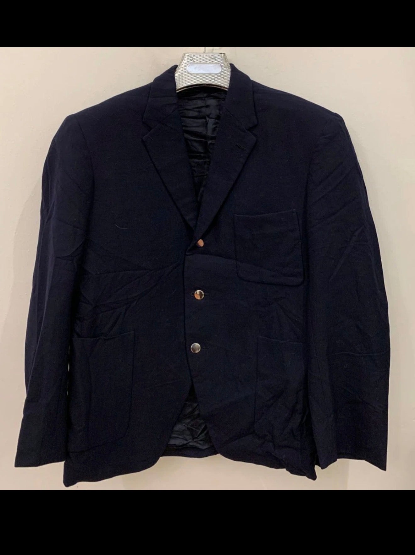 1960s vintage pure wool Silver buttons classic navy jacket blazer 40R
