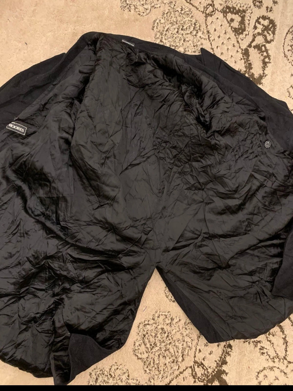 Vintage woollen wool double breasted gangster black classic over coat 48L XL
