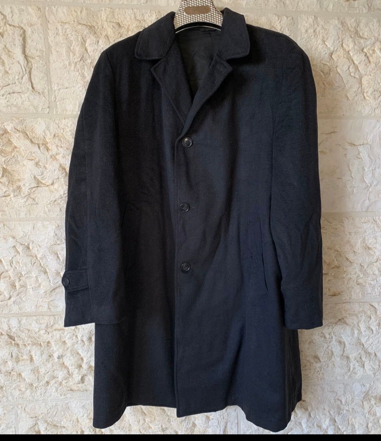 1960s vintage pure wool Robert Hall classic black over coat 48R 48L XL
