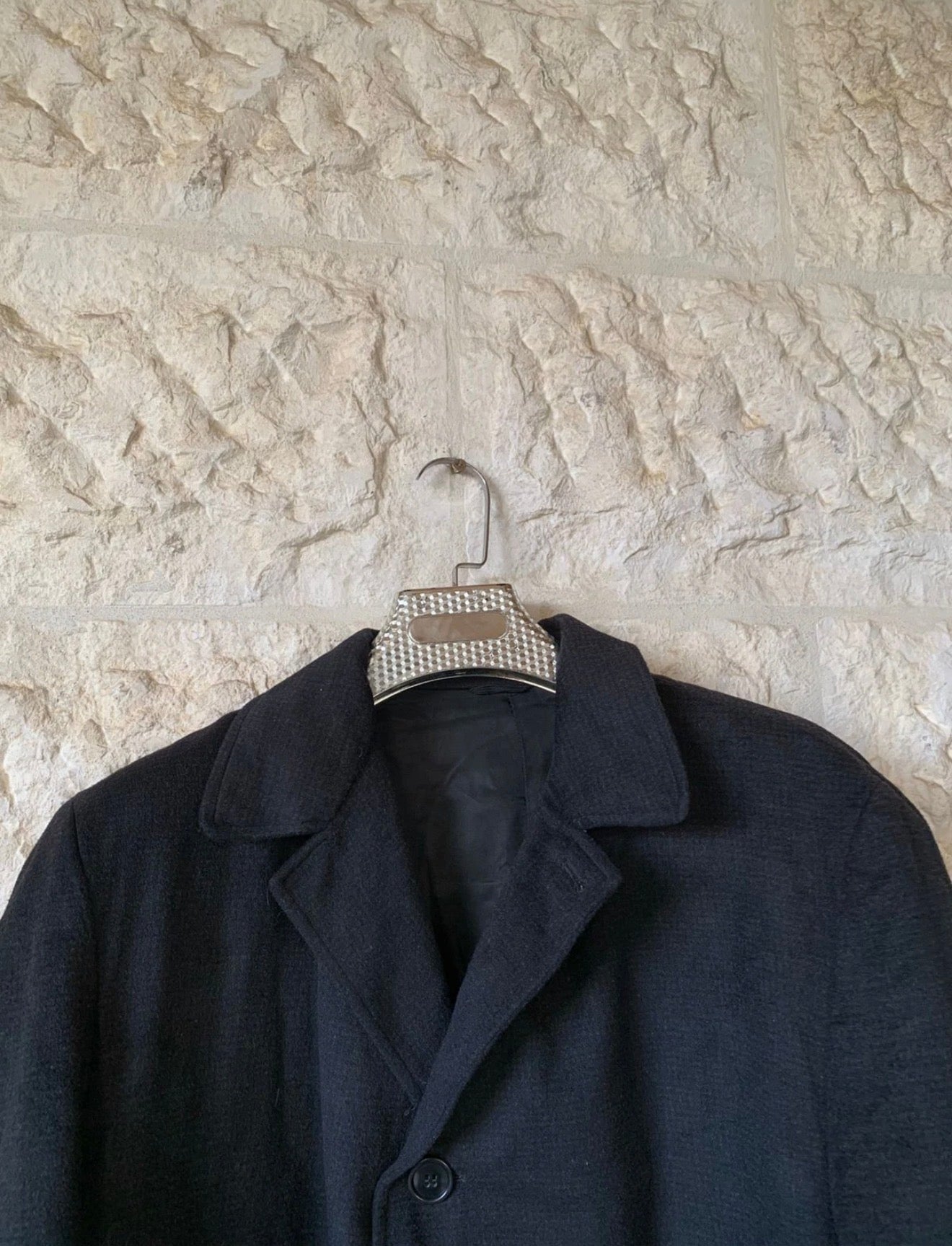 1960s vintage pure wool Robert Hall classic black over coat 48R 48L XL