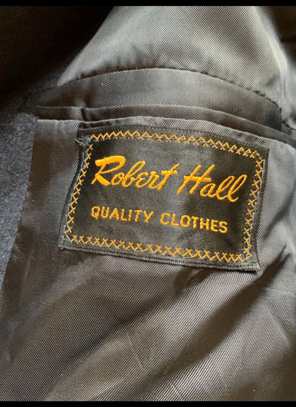 1960s vintage pure wool Robert Hall classic black over coat 48R 48L XL