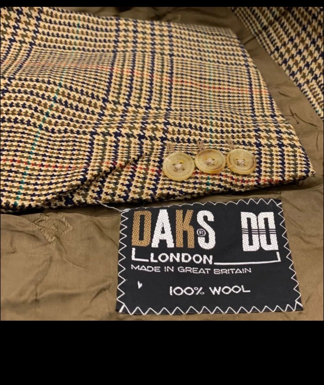 Vintage Daks DD London 100% pure wool glen check hunting jacket blazer 44R 44L
