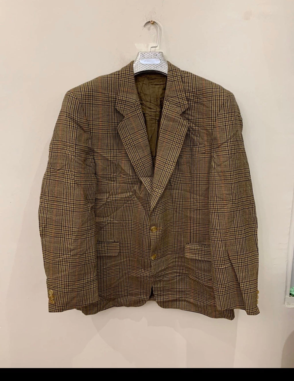 Vintage Daks DD London 100% pure wool glen check hunting jacket blazer 44R 44L