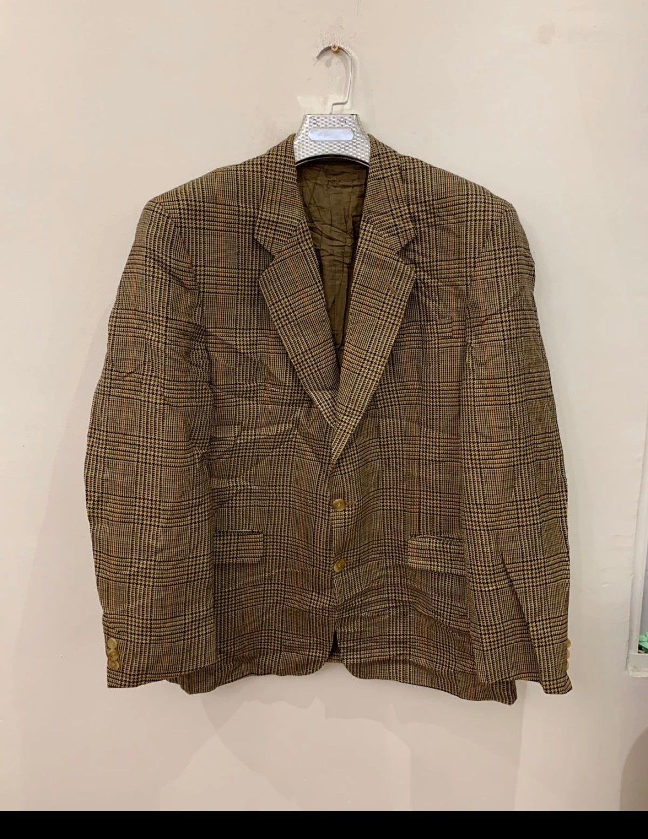 Vintage Daks DD London 100% pure wool glen check hunting jacket blazer 44R 44L