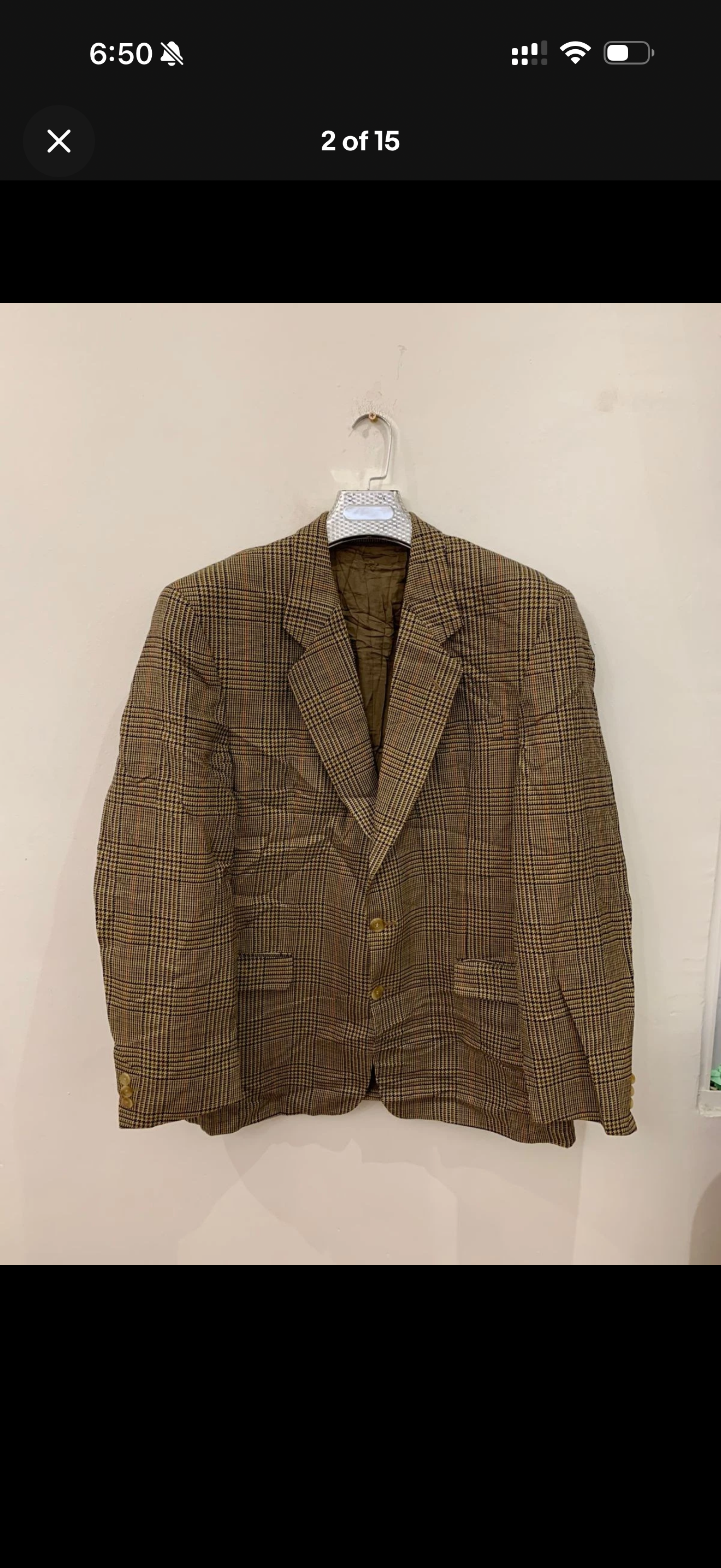 Vintage Daks DD London 100% pure wool glen check hunting jacket blazer 44R 44L
