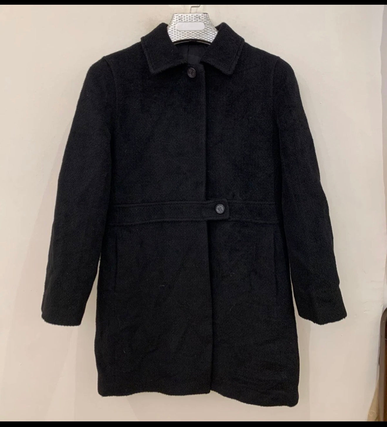 Vintage Alpaca wool classic unique black 3/4 over coat 34 S 5