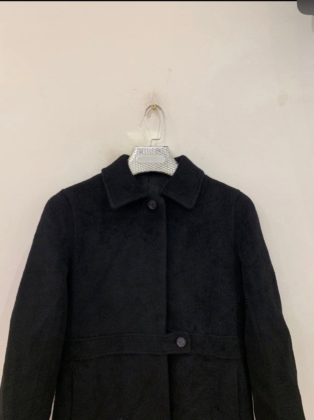 Vintage Alpaca wool classic unique black 3/4 over coat 34 S 5