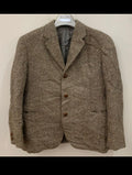 1970s Vintage pure wool handwoven tweed brown hunting jacket blazer 40R 40S