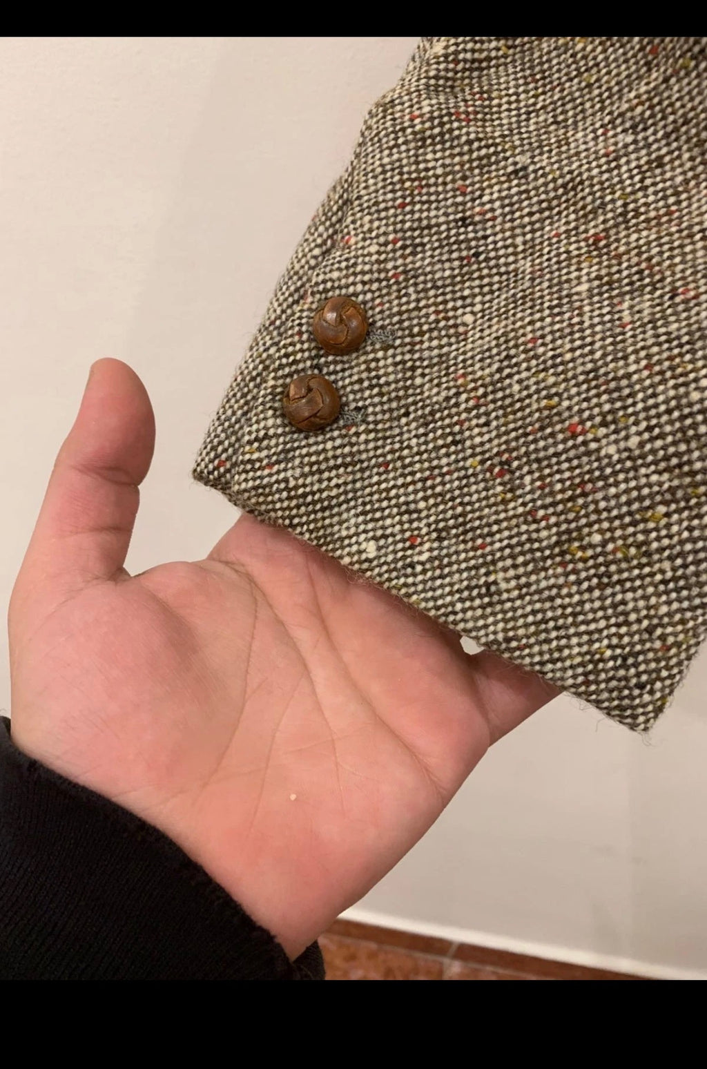 1970s Vintage pure wool handwoven tweed brown hunting jacket blazer 40R 40S