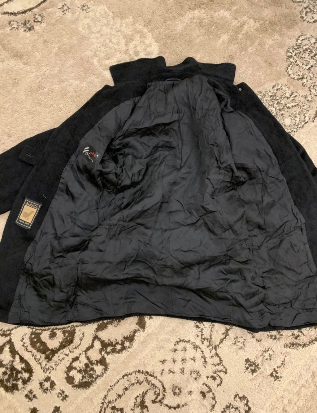 Vintage Alpaca wool classic unique black 3/4 over coat 34 S 5