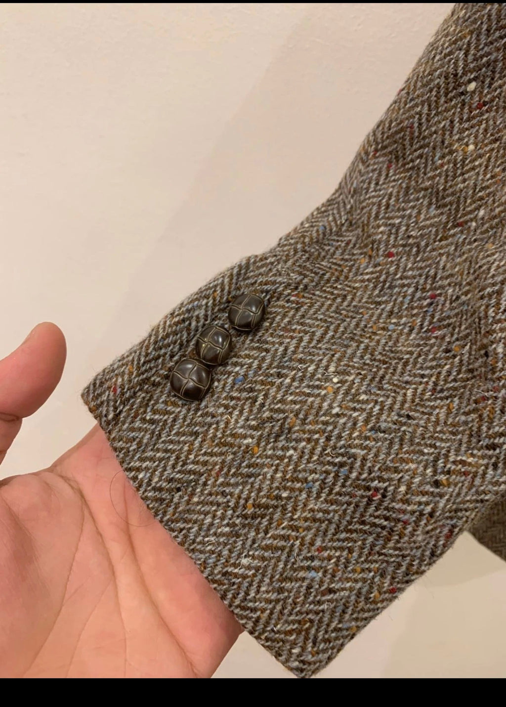 Vintage pure wool handwoven Tweed herringbone hunting jacket blazer 38R 36R