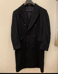 Vintage woollen wool double breasted gangster black long over coat 46L XL