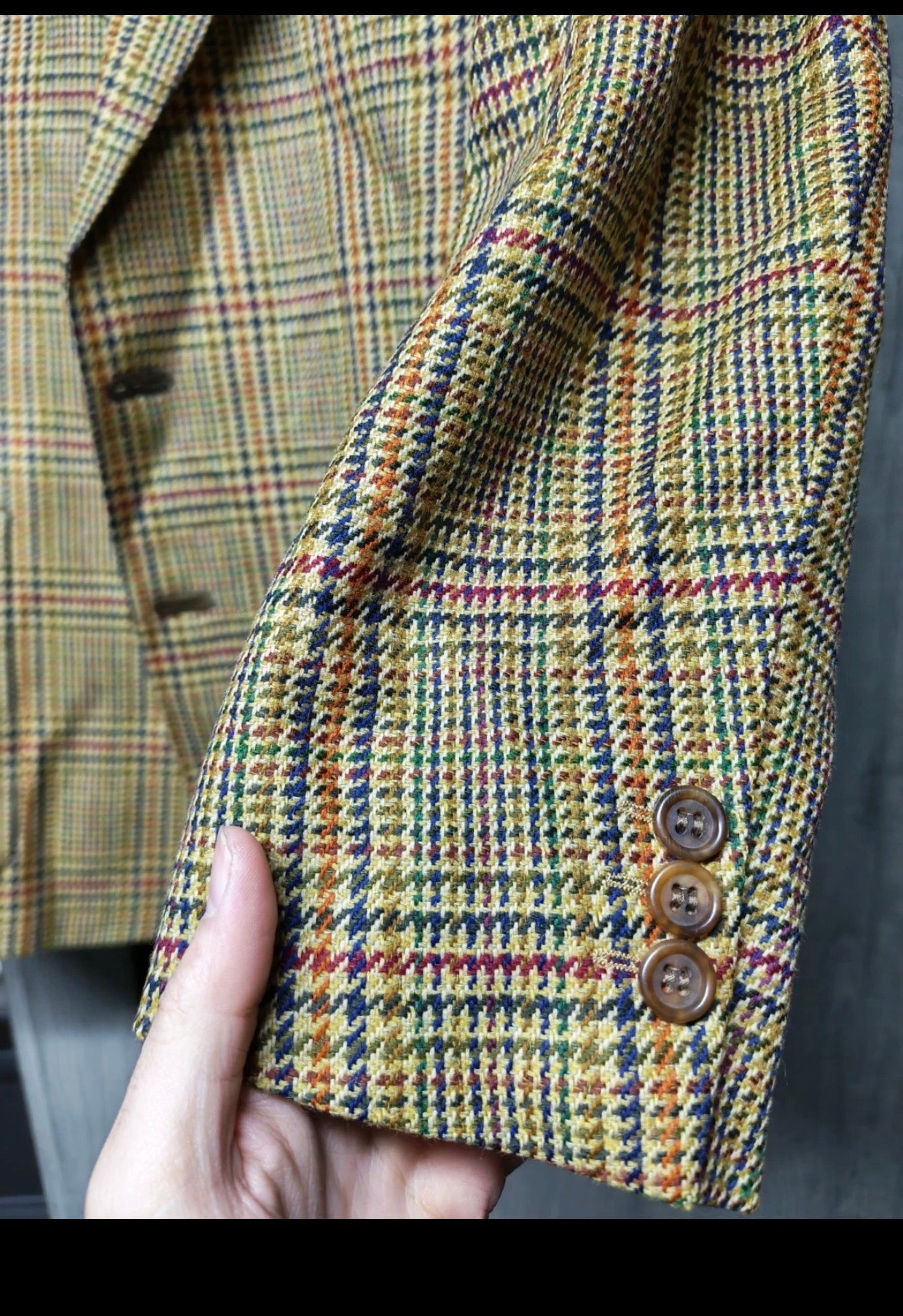 Vintage houndstooth pure wool handwoven soft tweed hunting jacket blazer 38R