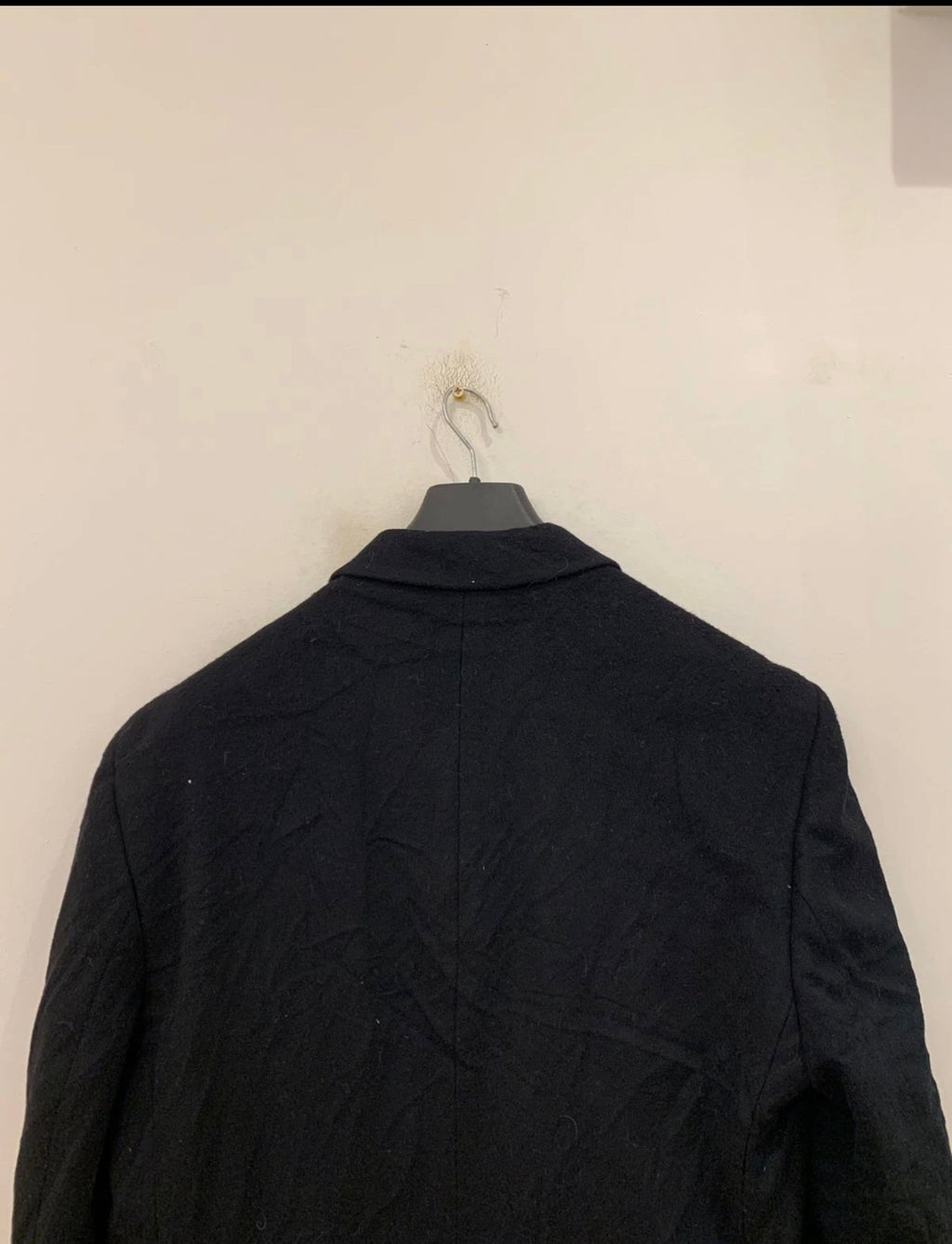 Vintage woollen wool double breasted gangster black long over coat 46L XL