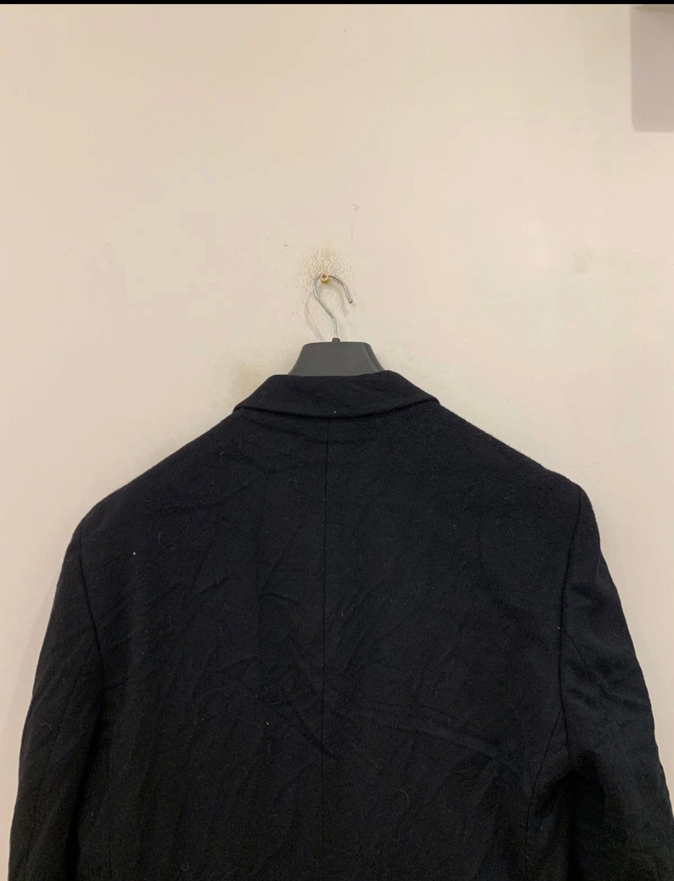 Vintage woollen wool double breasted gangster black long over coat 46L XL