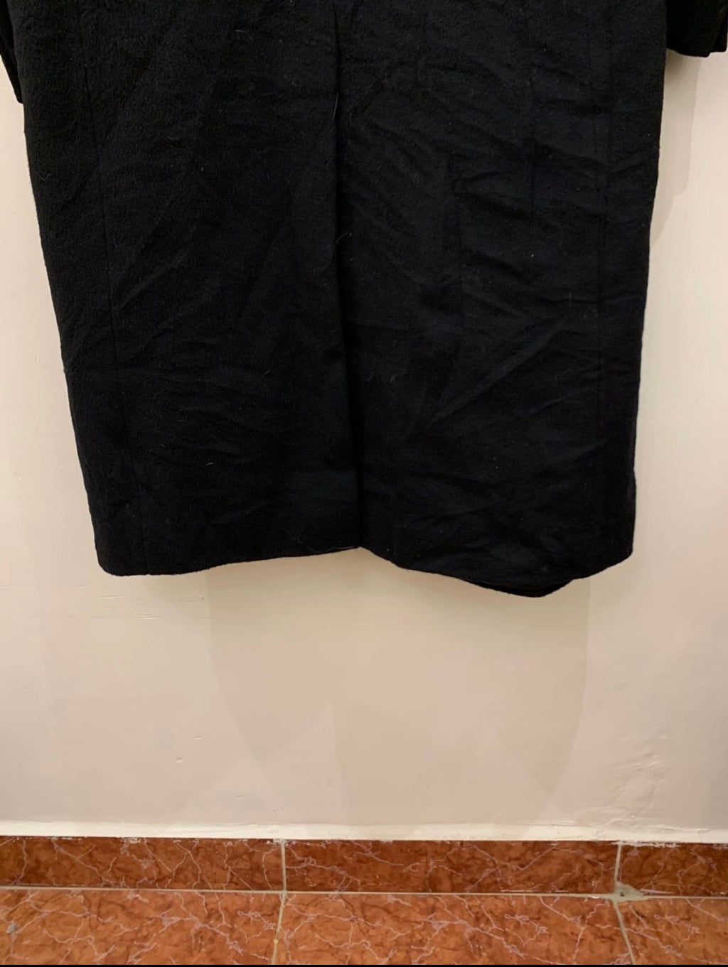 Vintage woollen wool double breasted gangster black long over coat 46L XL