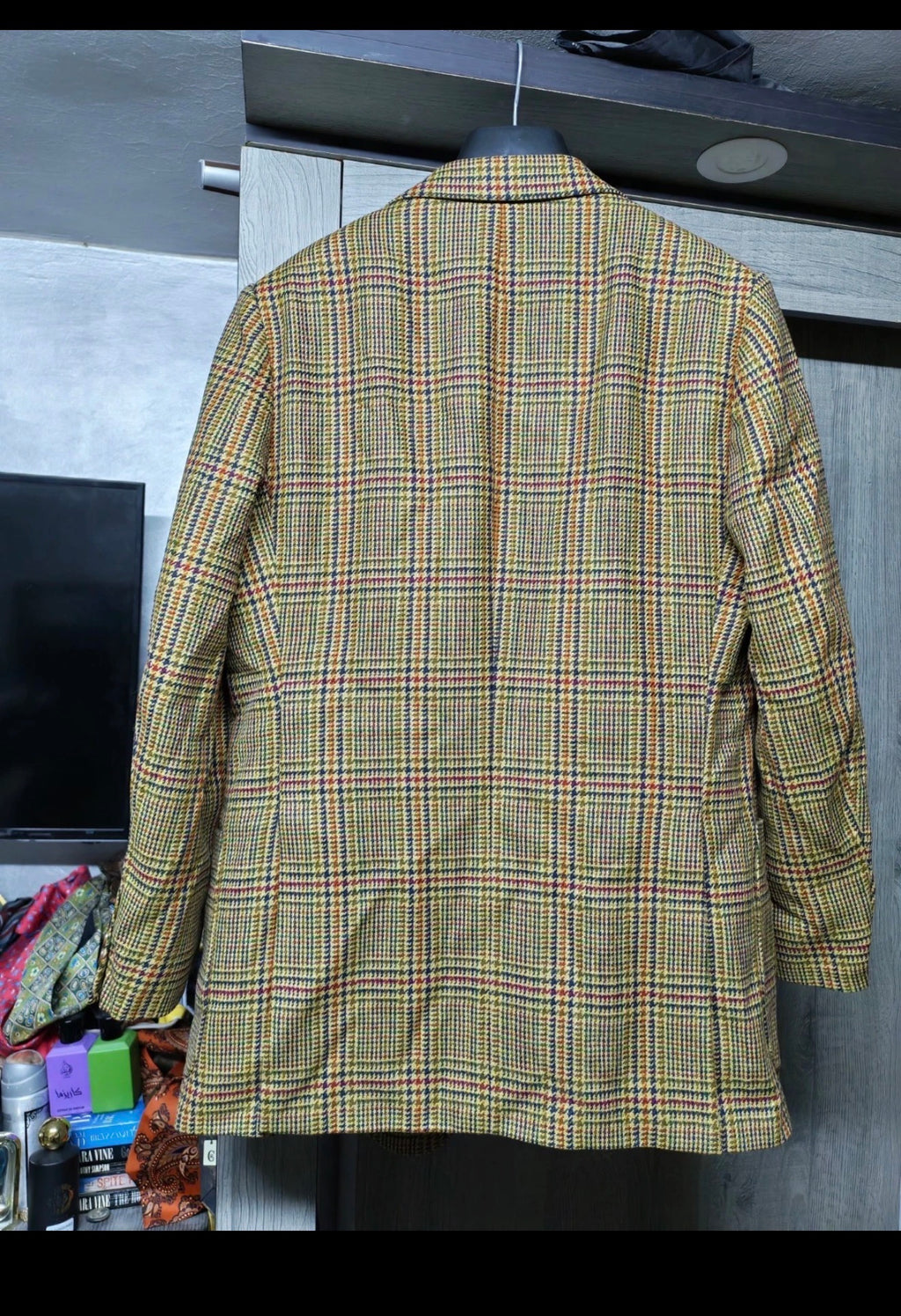 Vintage houndstooth pure wool handwoven soft tweed hunting jacket blazer 38R